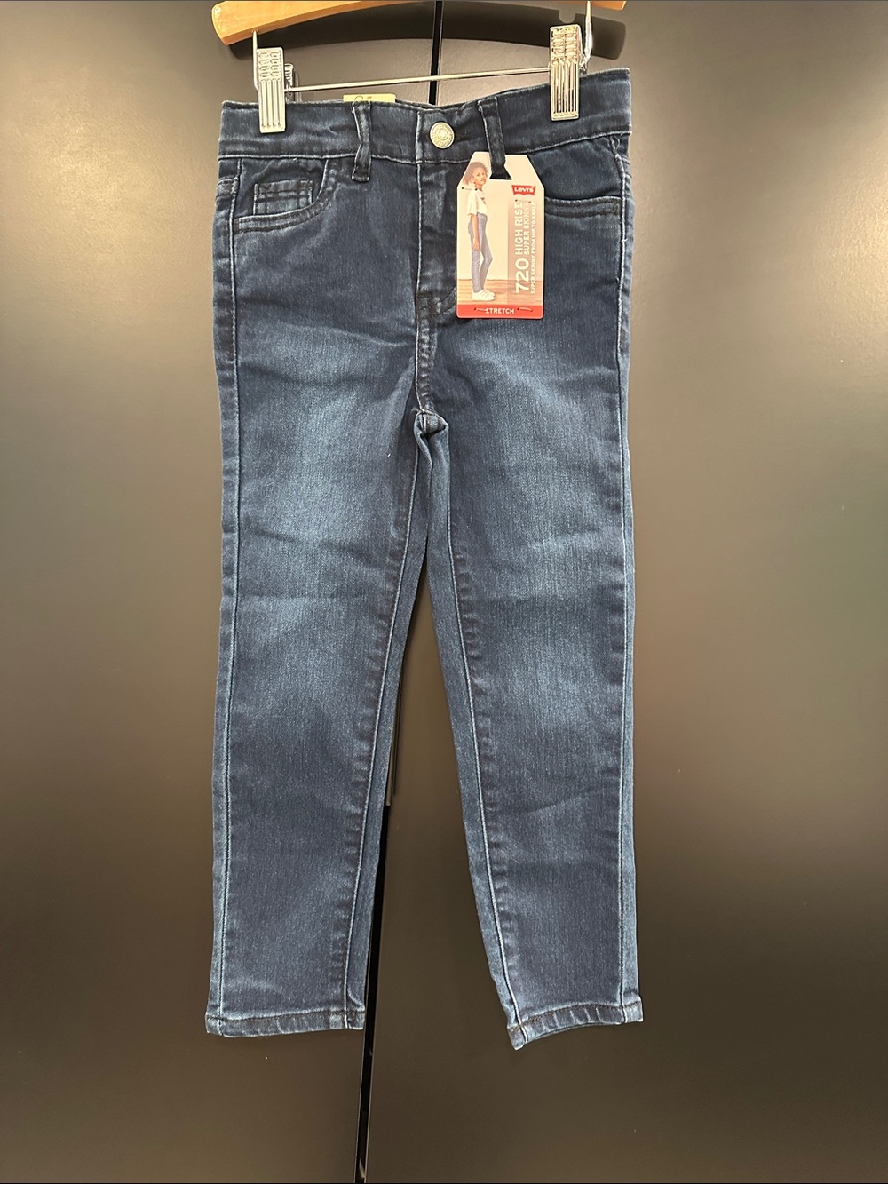 Levis Girls 720 High‎ Rise Super Skinny Jeans Dark Wash Stretch Denim NWT